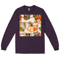Plum fall heifer seamless pattern Long Sleeve Tee - BundleAndBundleShop