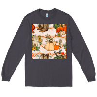 Smoke fall heifer seamless pattern Long Sleeve Tee - BundleAndBundleShop