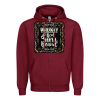 Burgundy whiskey bent hell bound black Zipper Hoodie - AdoDesignShop