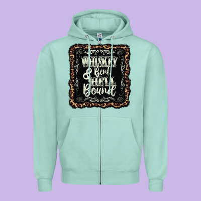 Whiskey Bent Hell Bound Black Zipper Hoodie Designed By Adodesignshop