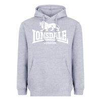 Heather Grey lonsdale classic logo lion Heavyweight Hoodie - DesignPulse