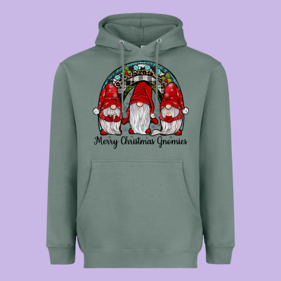 Merry Christmas Gnomes Rainbow Heavyweight Hoodie Designed By Jahusdesignshop