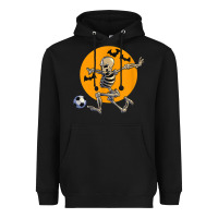 Black skeleton soccer player funny halloween blood moon Heavyweight Hoodie - DesignPulse