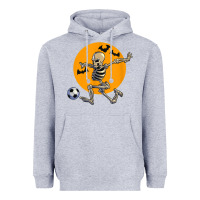 Heather Grey skeleton soccer player funny halloween blood moon Heavyweight Hoodie - DesignPulse