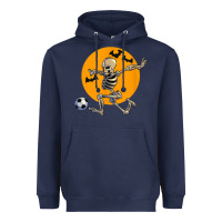 Navy skeleton soccer player funny halloween blood moon Heavyweight Hoodie - DesignPulse