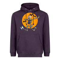 Plum skeleton soccer player funny halloween blood moon Heavyweight Hoodie - DesignPulse