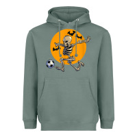Sage skeleton soccer player funny halloween blood moon Heavyweight Hoodie - DesignPulse