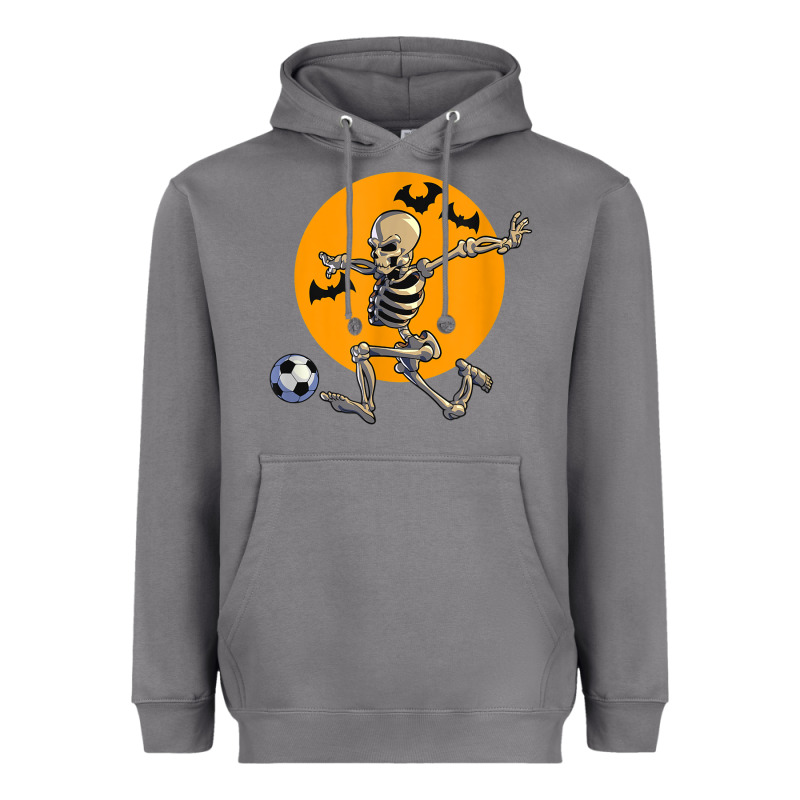 Skeleton Soccer Player Funny Halloween Blood Moon Heavyweight Hoodie by DesignPulse | Teevron