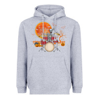 Heather Grey Skeleton Drummer Halloween Costume Playing Drums Mens Boys Heavyweight Hoodie - DesignPulse