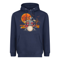 Navy Skeleton Drummer Halloween Costume Playing Drums Mens Boys Heavyweight Hoodie - DesignPulse