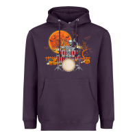 Plum Skeleton Drummer Halloween Costume Playing Drums Mens Boys Heavyweight Hoodie - DesignPulse