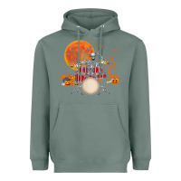 Sage Skeleton Drummer Halloween Costume Playing Drums Mens Boys Heavyweight Hoodie - DesignPulse