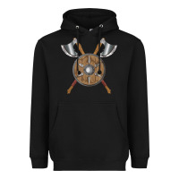 Black renaissance fair faire festival medieval theme axe shield Heavyweight Hoodie - DesignPulse