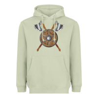 Matcha renaissance fair faire festival medieval theme axe shield Heavyweight Hoodie - DesignPulse
