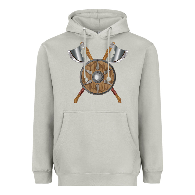 Renaissance Fair Faire Festival Medieval Theme Axe Shield Heavyweight Hoodie by DesignPulse | Teevron