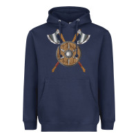 Navy renaissance fair faire festival medieval theme axe shield Heavyweight Hoodie - DesignPulse