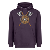 Plum renaissance fair faire festival medieval theme axe shield Heavyweight Hoodie - DesignPulse