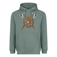 Sage renaissance fair faire festival medieval theme axe shield Heavyweight Hoodie - DesignPulse