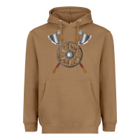 Toasted Coconut renaissance fair faire festival medieval theme axe shield Heavyweight Hoodie - DesignPulse