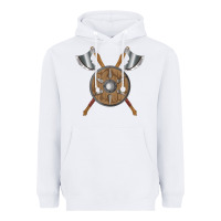 White renaissance fair faire festival medieval theme axe shield Heavyweight Hoodie - DesignPulse