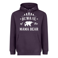 Plum beware mama bear mom protect strong mother graphic clip art t shirt Heavyweight Hoodie - DesignPulse