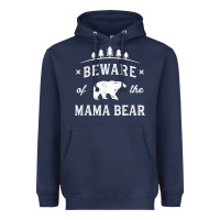 Navy beware mama bear mom protect strong mother graphic clip art t shirt Heavyweight Hoodie - DesignPulse