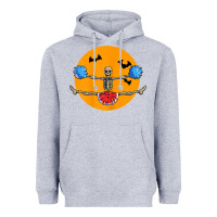 Heather Grey cheerleading skeleton halloween cheer skeleton cheerleader t shirt Heavyweight Hoodie - DesignPulse