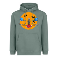 Sage cheerleading skeleton halloween cheer skeleton cheerleader t shirt Heavyweight Hoodie - DesignPulse
