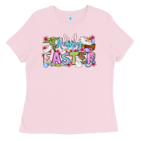 Bubblegum Pink Happy Easter Nurse Ladies Tee - OliviaCreatesArt