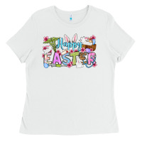 White Happy Easter Nurse Ladies Tee - OliviaCreatesArt