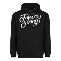 Black forever young Heavyweight Hoodie - DesignPulse