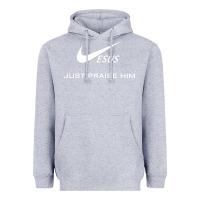 Heather Grey jesus just praise him Heavyweight Hoodie - DesignPulse