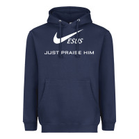 Navy jesus just praise him Heavyweight Hoodie - DesignPulse
