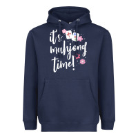 Navy womens mahjong gift for her mahjong player v neck t shirt Heavyweight Hoodie - DesignPulse