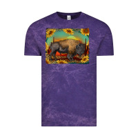 Cloud Purple western bison with sunset background Vintage Tee - RanaPortraitStore