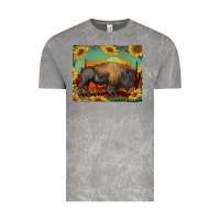 Cloud Rock western bison with sunset background Vintage Tee - RanaPortraitStore