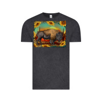 Vintage Black western bison with sunset background Vintage Tee - RanaPortraitStore