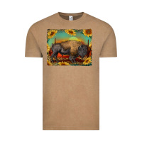Vintage Coffee western bison with sunset background Vintage Tee - RanaPortraitStore
