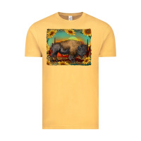 Vintage Mustard western bison with sunset background Vintage Tee - RanaPortraitStore