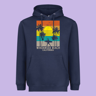 Windansea Beach California Ca Surfer Surfing Surf Palm Tree Heavyweight Hoodie Designed By Designpulse