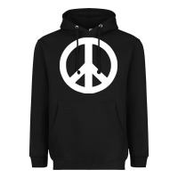 Black Peace Sign Heavyweight Hoodie - DesignPulse