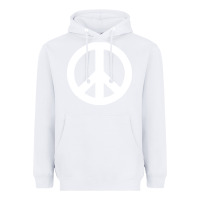 White Peace Sign Heavyweight Hoodie - DesignPulse