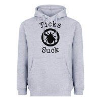 Heather Grey ticks suck shirt lyme disease gift green awareness ribbon Heavyweight Hoodie - DesignPulse
