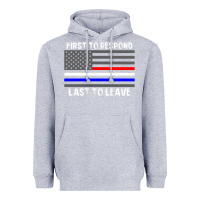 Heather Grey police fire ems first responder american flag firefighter t shirt Heavyweight Hoodie - DesignPulse