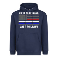 Navy police fire ems first responder american flag firefighter t shirt Heavyweight Hoodie - DesignPulse