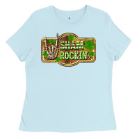 Baby Blue Shamrockin' St. Patrick's Day Ladies Tee - OliviaCreatesArt