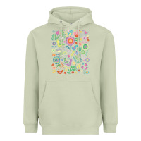 Matcha cute birds t  shirt birds and blooms   cute floral pattern by cecca de Heavyweight Hoodie - DesignPulse