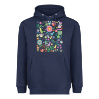 Navy cute birds t  shirt birds and blooms   cute floral pattern by cecca de Heavyweight Hoodie - DesignPulse