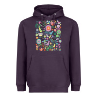 Plum cute birds t  shirt birds and blooms   cute floral pattern by cecca de Heavyweight Hoodie - DesignPulse