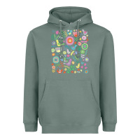 Sage cute birds t  shirt birds and blooms   cute floral pattern by cecca de Heavyweight Hoodie - DesignPulse